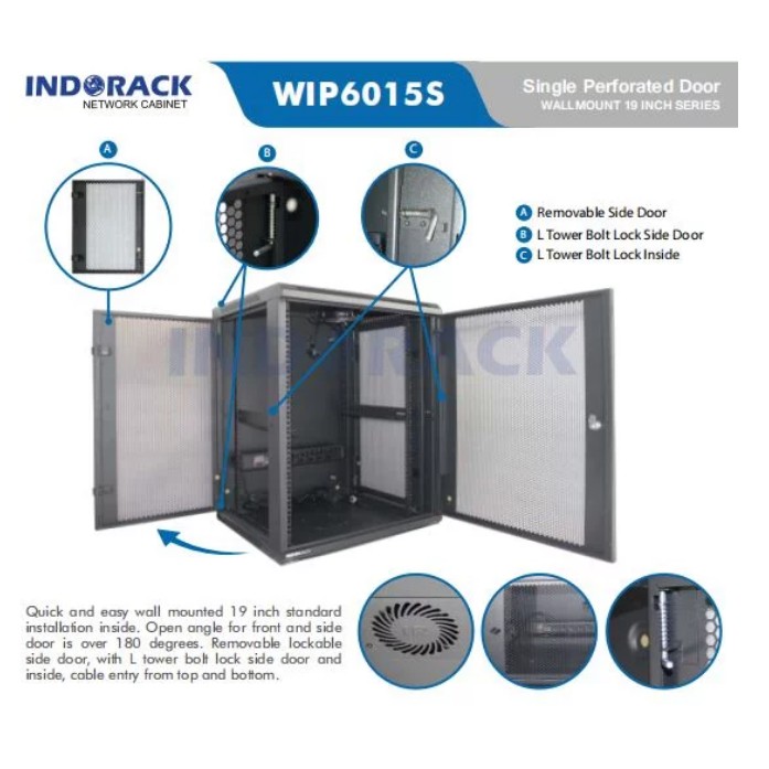 Wallmount Rack WIP6015S Rack Server 15U Single Perforated Door 19 inch Series