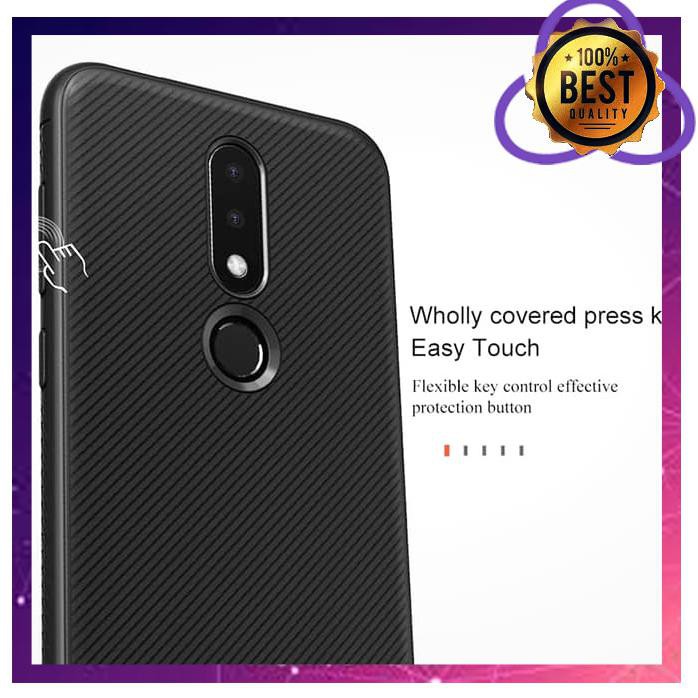 CASING HP CASE SILICONE FIBER SHOCKPROOF CASING NOKIA 6.1 PLUS WARNA HITAM
