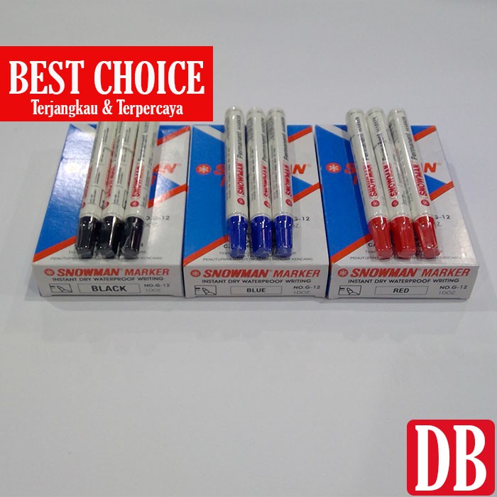 

Spidol Permanent/Instant dry Snowman Marker Hitam/Biru/Merah