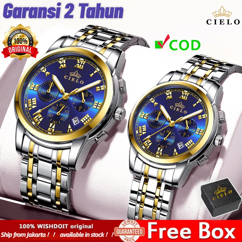 【TERMURAH】CIELO 4066 Jam Tangan Pria Anti Air Original Luxury Stainless Steel  COD（Free BOX+Kartu Garansi）Penjualan Terbaik Seiko Alexander Christie Sport Imoport Premium Couple Wanita Grosir Murah