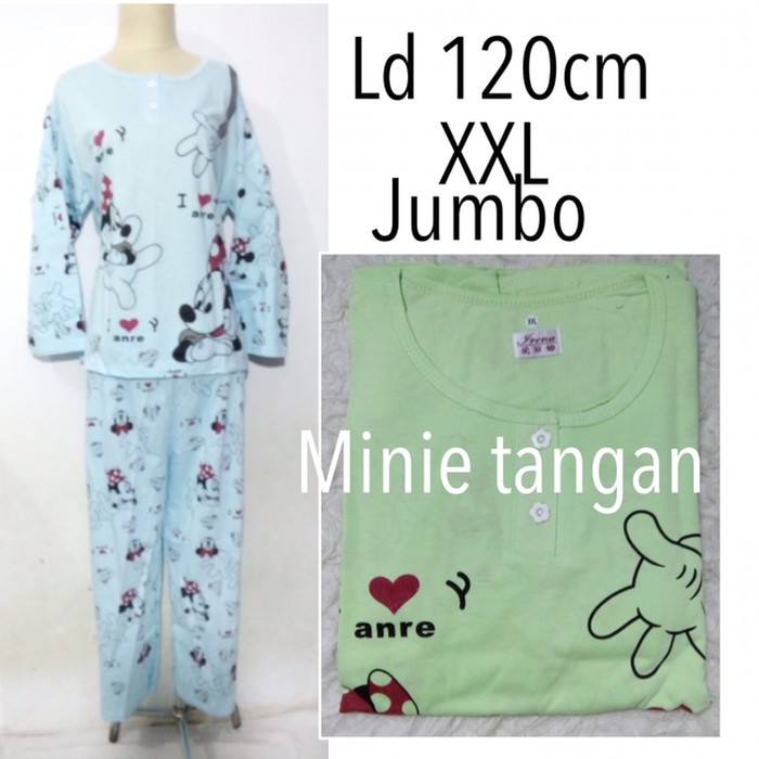 baju tidur piyama dewasa wanita lengan panjang jumbo kaos karakter
