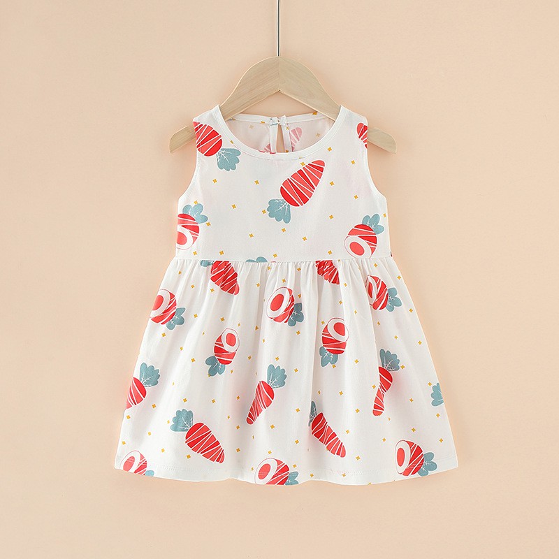 BABYSICAL 1-4 Thn - Aneka Dress anak Dress Bayi Korea Cotton Bamboo Motif Premium-Wortel Putih