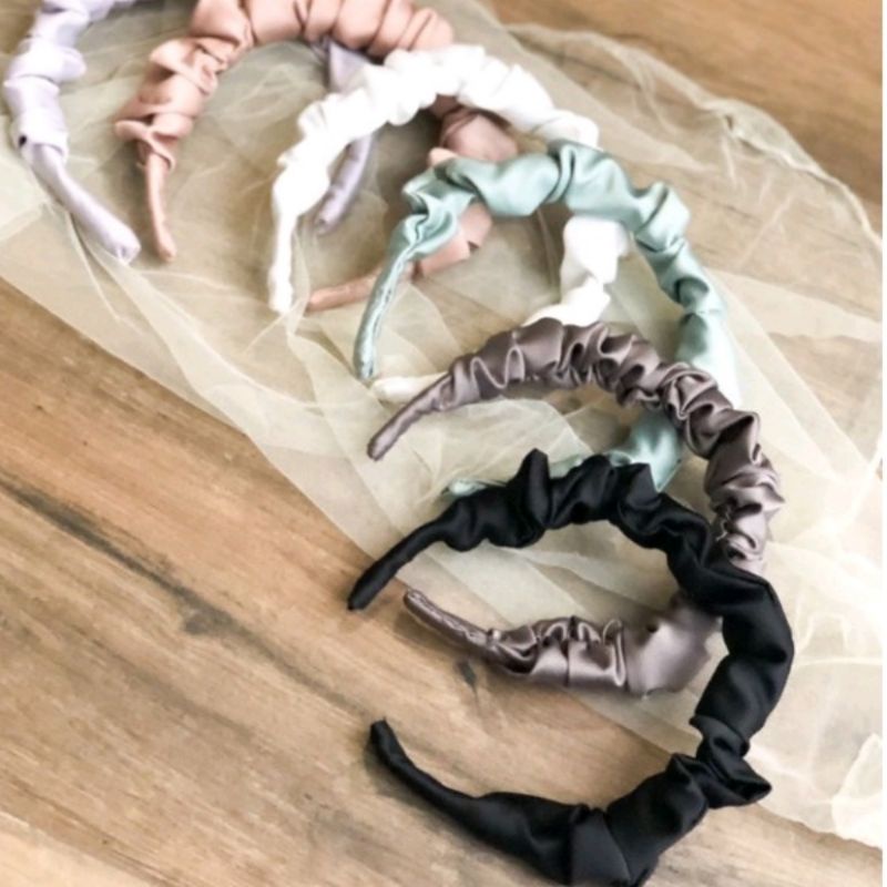 Bando Scrunchie Headband Bando Kekinian Bahan Satin