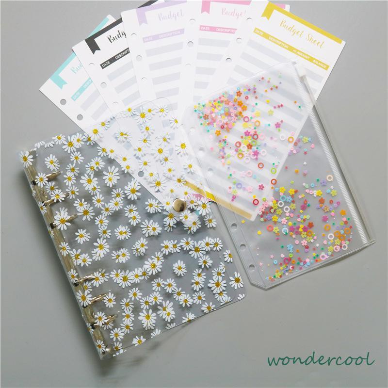 Buku Notebook / Catatan / Diary A6 Cover PVC Transparan Motif Bunga Daisy -Won