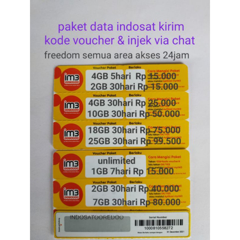 Paket Data Indosat Injek Vocer Via Chat Shopee Indonesia