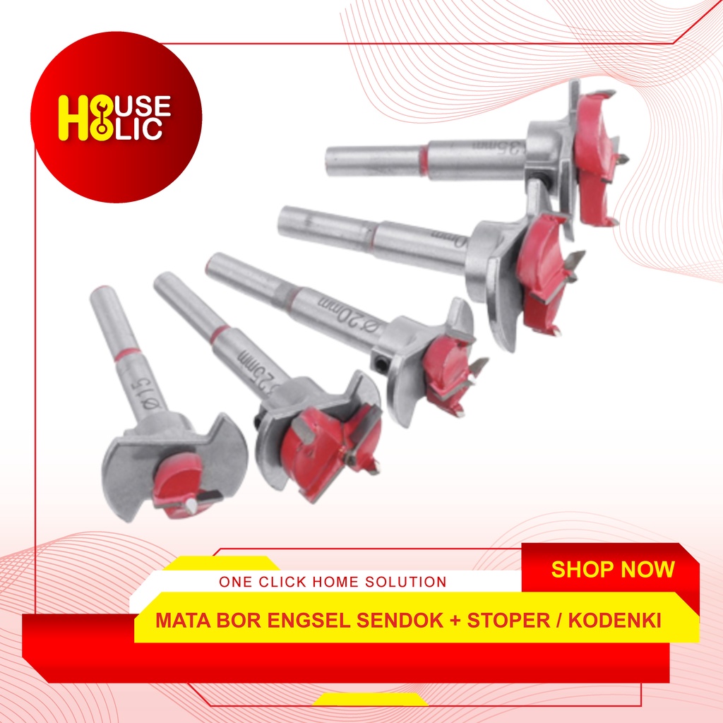 Mata Bor Engsel Sendok + Stopper Set 5 Pcs / Forstner Drill Bit TCT