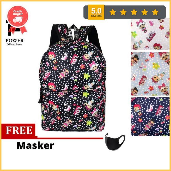 Tas Ransel Sekolah Anak Perempuan - Tas Abg Casual- Tas Sekolah Import - Hitam Gratis889