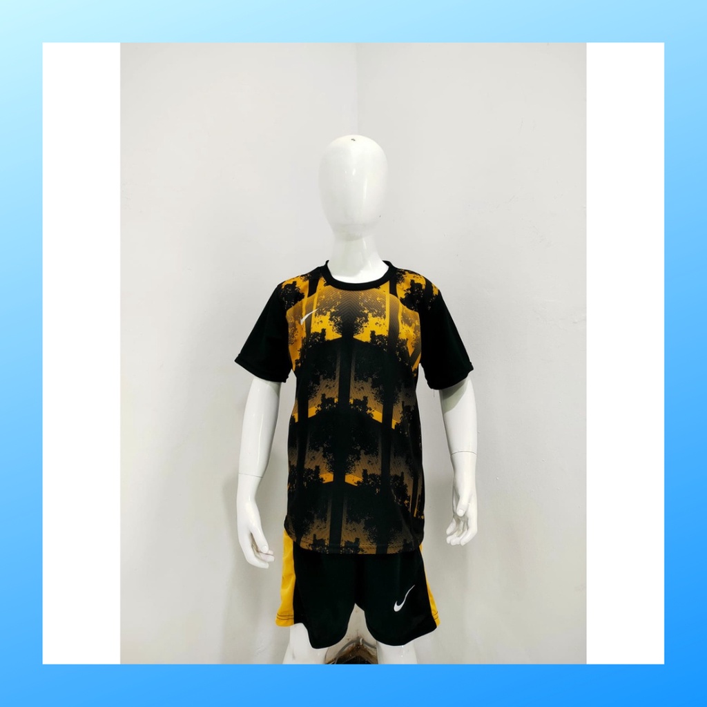 Kaos futsal anak laki-laki jersey sepak bola baju celana setelan jersy perempuan stelan t-shirt outfit seragam kostum olahraga casual suit pakaian jarsey oblong apparel sports jersi soccer ST.NK159 gold