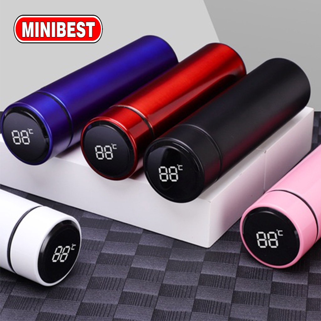 Minibest Termos Led Digital Display Suhu Temperatur Warna Doff Karet 500ml Tahan Panas Dingin Lama