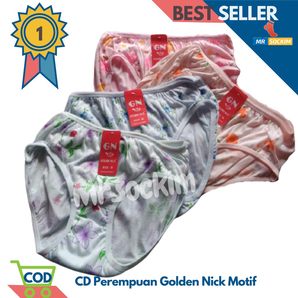 Golden Nick - 3 Pcs Celana Dalam Wanita Katun Motif dan Aneka Warna [Multicolour]