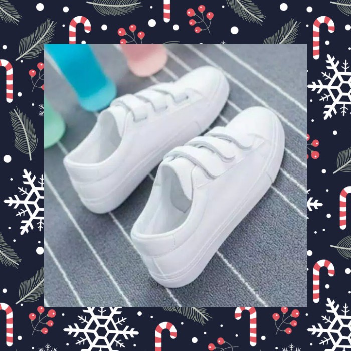 SEPATU KETS WANITA PUTIH POLOS SNEAKERS TANPA TALI - Putih, 37