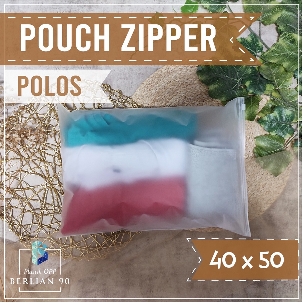 ( ECER ) Zipper Pouch Polos 40 x 50 cm / Zipper Storage Bag Travel Serbaguna Isi 50 Pcs