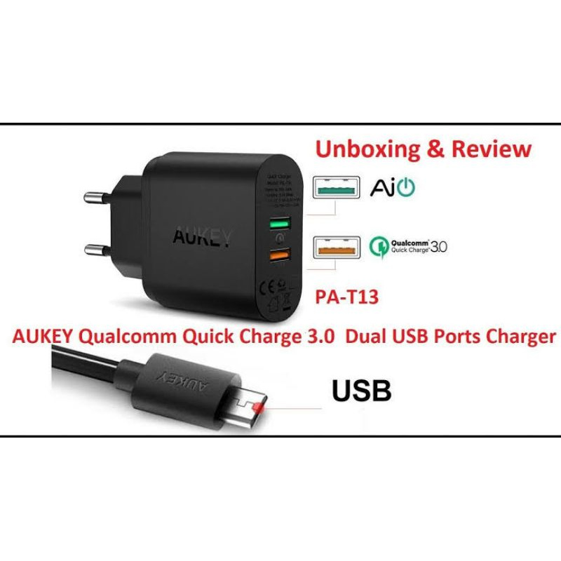 Aukey Charger 2 USB Port Quick Charge 3.0