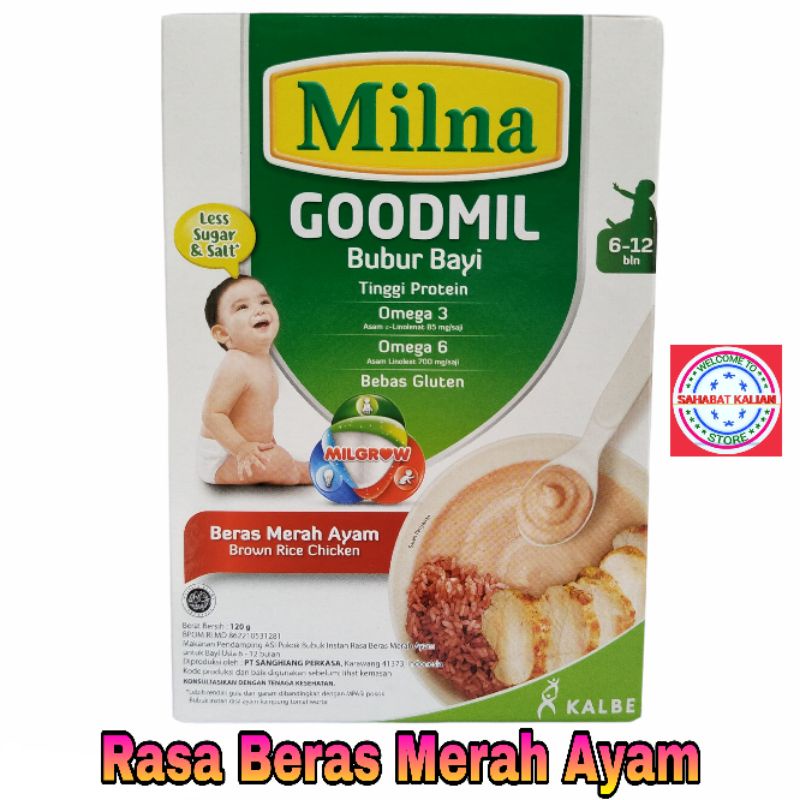 MILNA GOODMIL BUBUR BAYI BERAS MERAH AYAM 120GR 6 - 12 BULAN PER 1 BOX