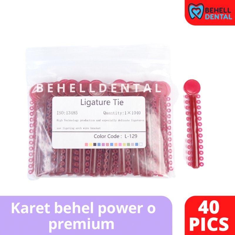 1 PACK ISI 40 PICS TEBAL KARET BEHEL MOTIF POWER O PREMIUM ORIGINAL Warna MAROON MARON MARUN MERAH - Ligature Ties Tie - Dental Rubber Band Elastis Braces Ortho Orthodontik Orthodontics Kawat Gigi Behelldental