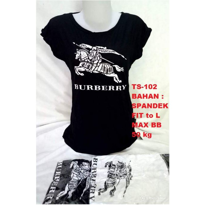 G&T Kaos Wanita Burberry Bahan Spandex Fit To L