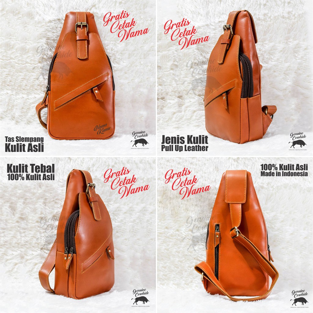 Tas Selempang Pria Material Kulit Asli - Genuine Cowhide