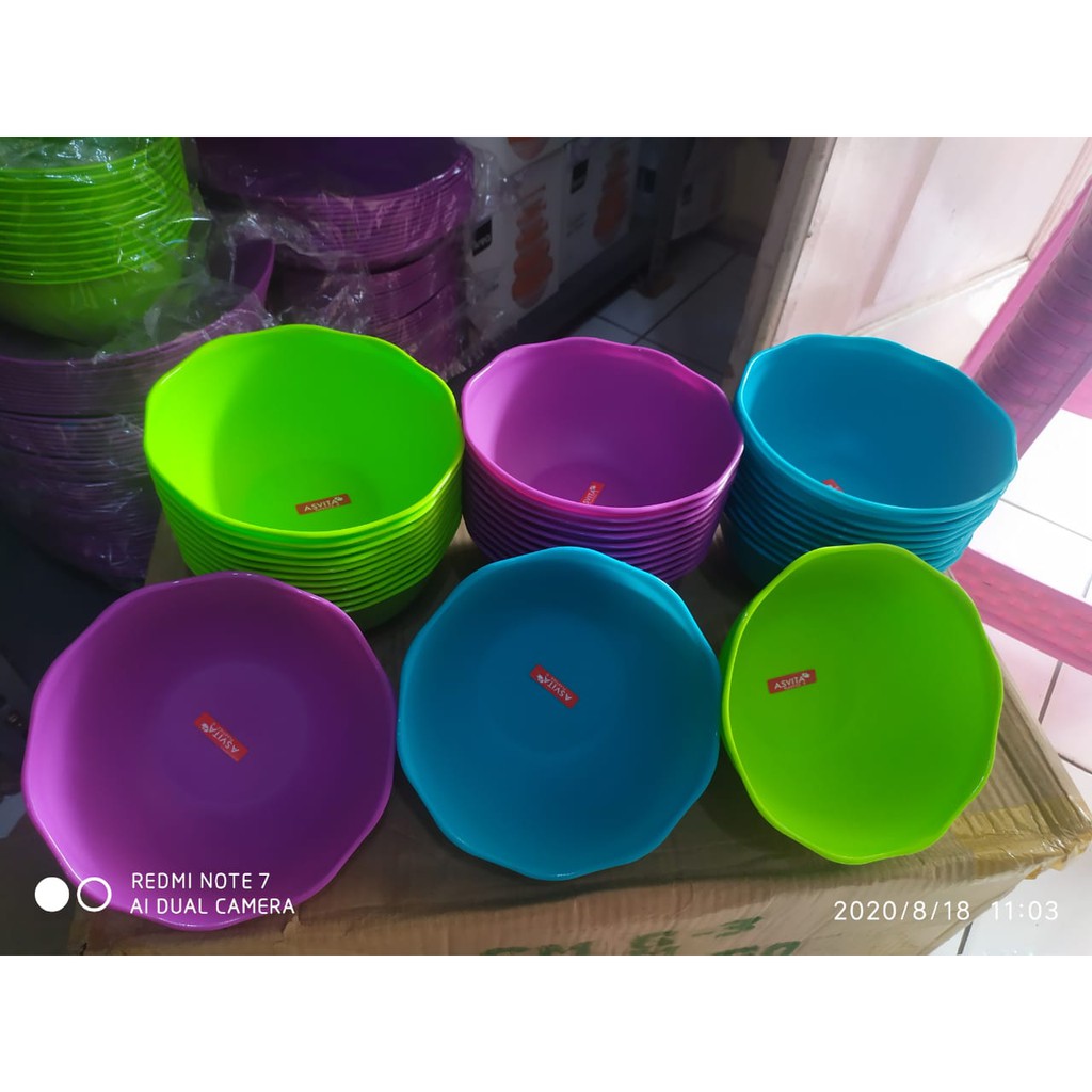 Mangkok Bulat Asvita 1 Lusin/Mangkuk Plastik Asvita/Mangkok Bakso Plastik Asvita