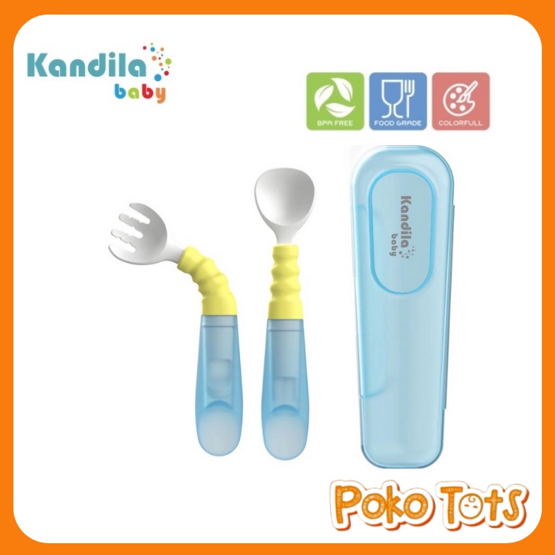 Kandila Baby Twisting Fork &amp; Spoon Set Sendok dan Garpu Makan Bayi WHS