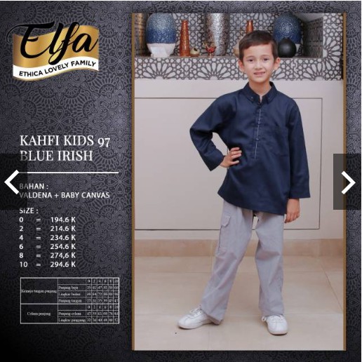 KOKO ANAK ETHICA KAHFI KIDS 97 ( ELFA 144 BLUE IRISH ) SIZE 2
