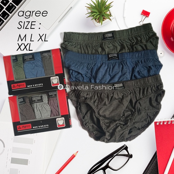 [3pcs] Grosir Celana Dalam Pria  AGREE Art.2 - 8886 CD BRIEF PRIA [Size M L XL XXL] Mens Underwear