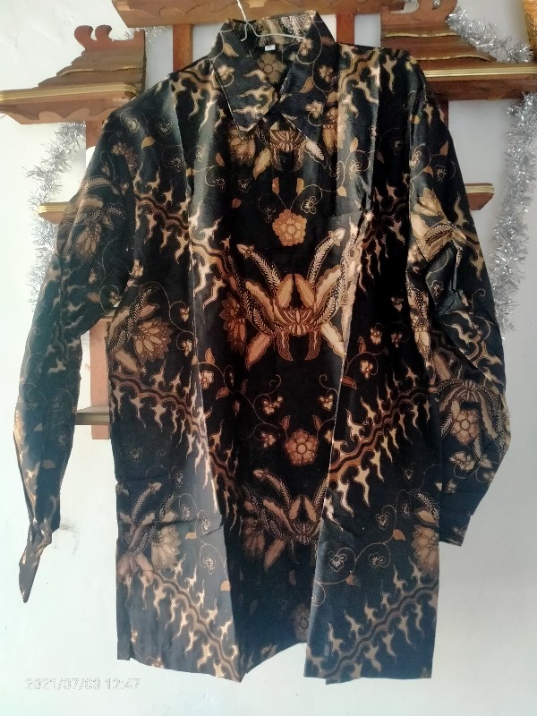 Kemeja Batik Pria Lengan Panjang Size M L Xl Xxl  Bswart Batik Hrb026 Kenongo Hem Panjang