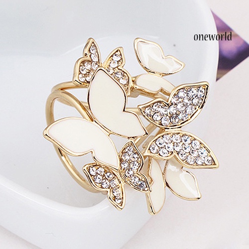 OW@ Women Butterfly Cluster Rhinestone Circles Scarf Clip Crystal Wedding Brooch Pin