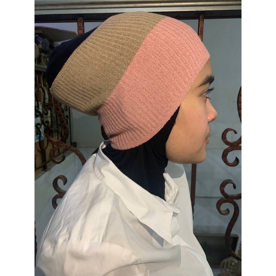 INNER RAJUT PREMIUM KNIT BANDANA CIPUT RAJUT INNER RAJUT DALEMAN HIJAB TWO TONE