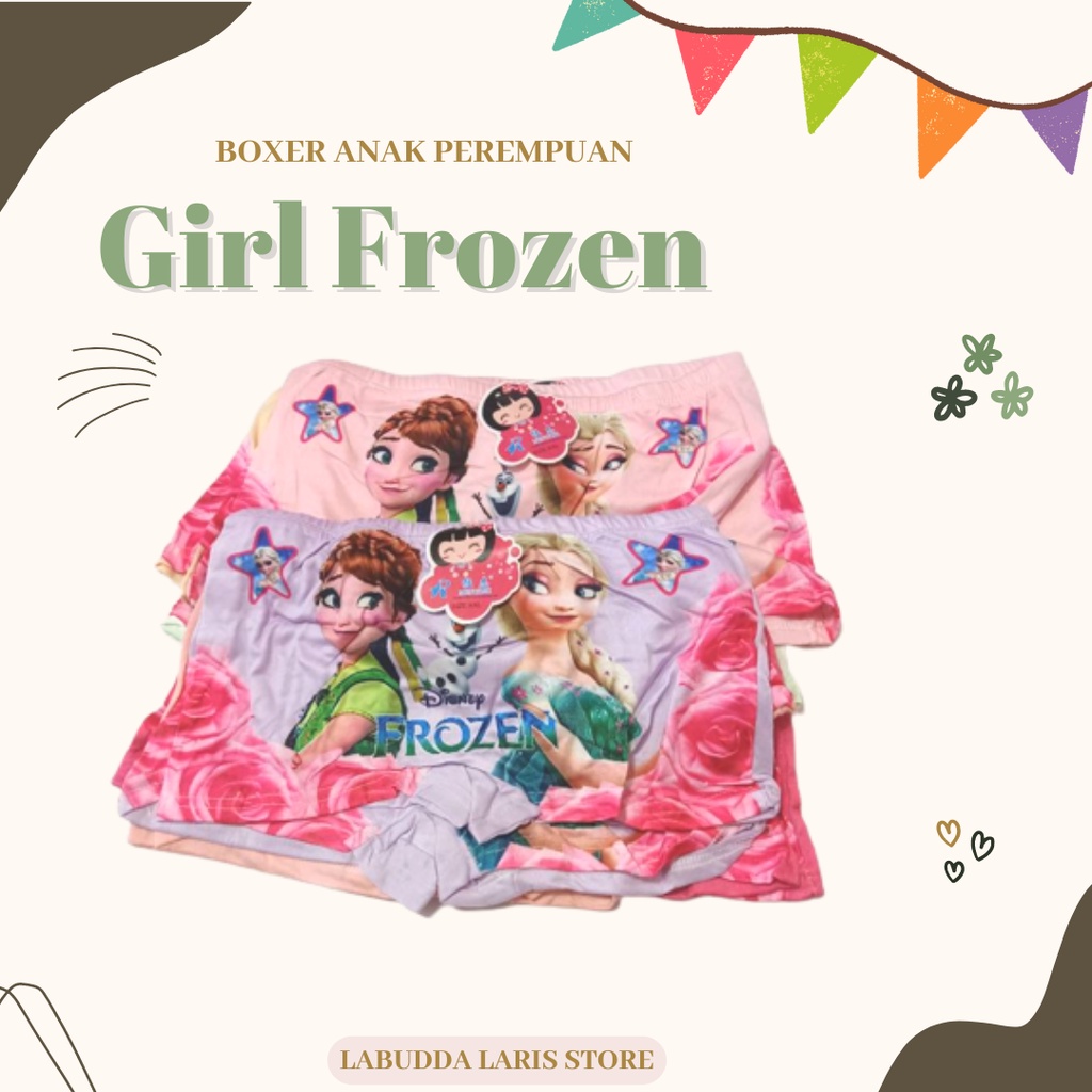 Boxer CD Celana Dalam Sempak Anak Perempuan Cewek Girl Frozen Princess Ponny HK Import Berkualitas