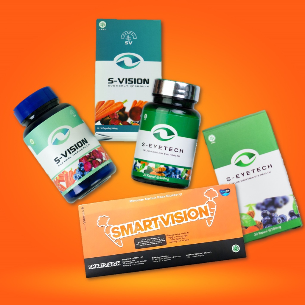 SMART VISION S-EYETECH & S-VISION Suplemen Obat Mata Minus Silinder Terbaik
