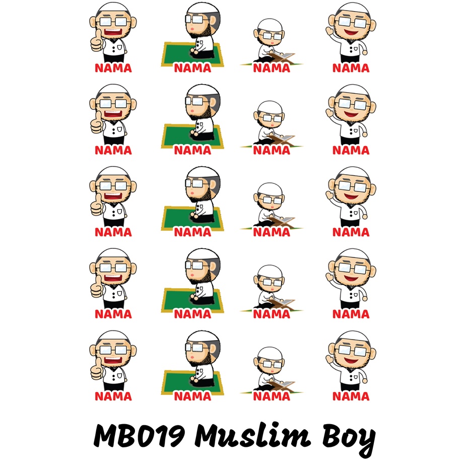 

Sticker Nama Cutting Label Waterproof Tahan Air Muslim Boy 19 (MB019)