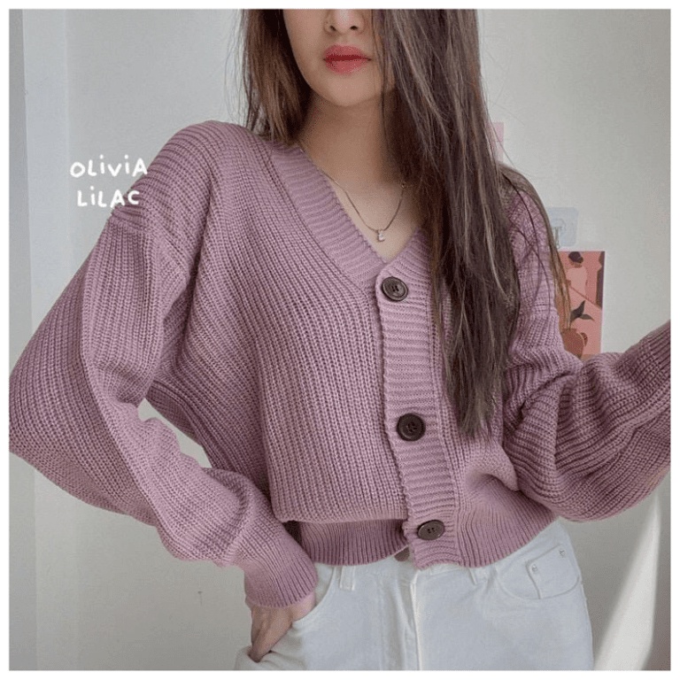 CARDIGAN RAJUT PREMIUM / WOLLY CROP CARDIGAN  (7GET)/ ELLENA BASIC OUTWEAR [RJ FASHION]