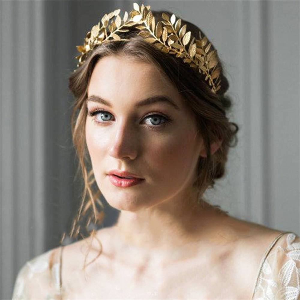 Golden Leaves Tiara Crown Headwear Hair Bands