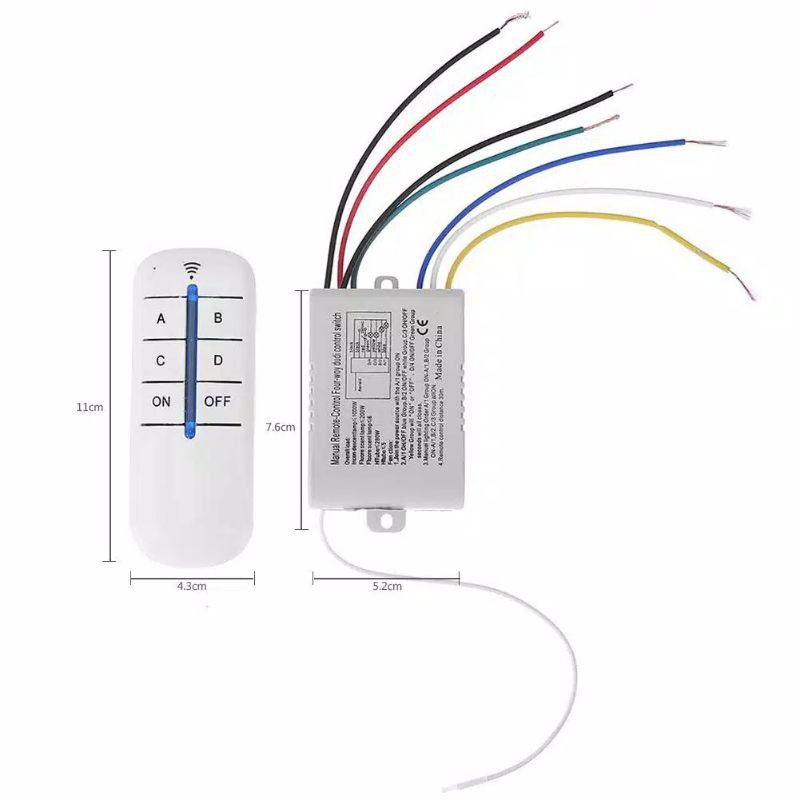 4 Ways 220V Saklar Lampu Wireless dengan Remote Control