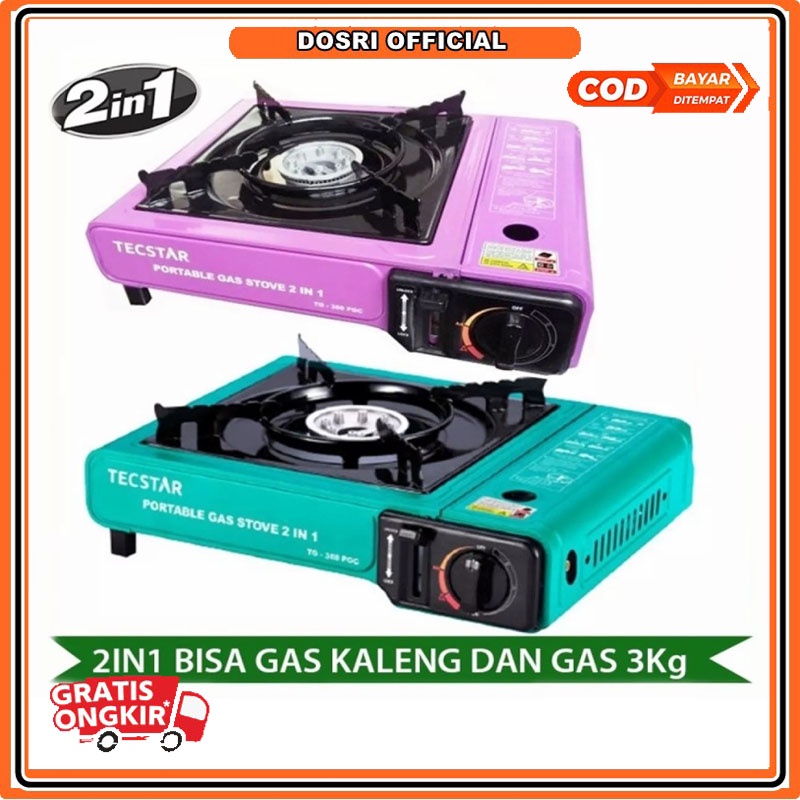 [ BISA COD ] Kompor Portable Tecstar 2in1 Kompor Gas Portable 1 Tungku 2 Fungsi