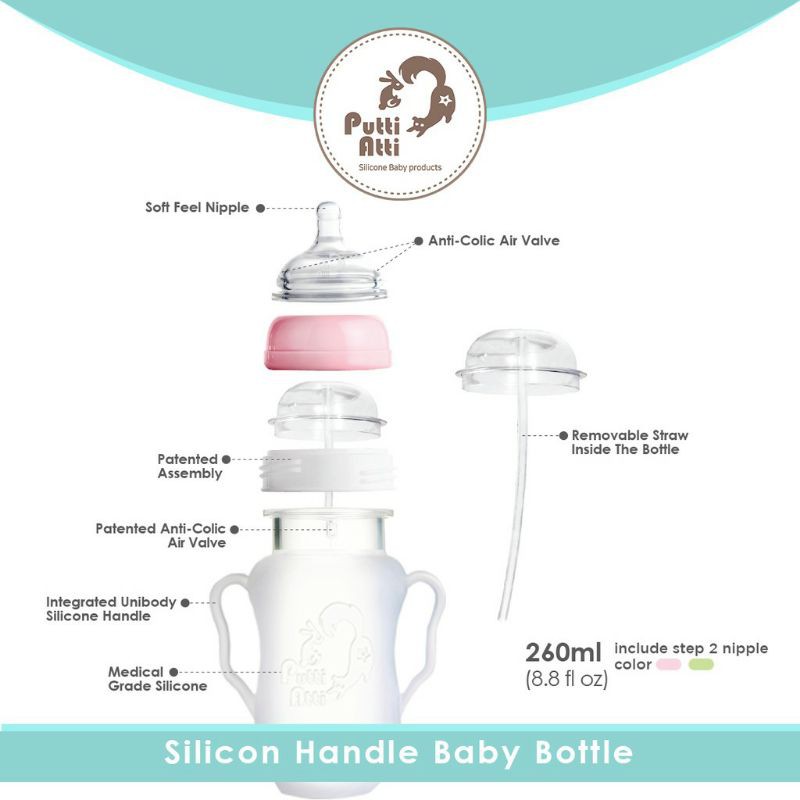 Putti Atti Silicone Handle Baby Bottle 260ml