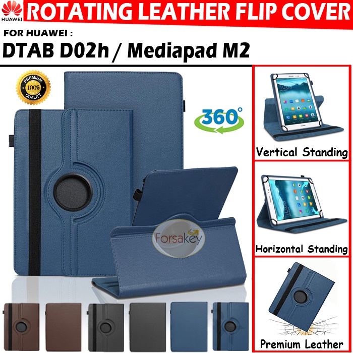 Huawei Dtab D Tab D-02h D02h Mediapad M2 Tablet Flip Book Cover Case Casing Sarung Kesing Flipcover