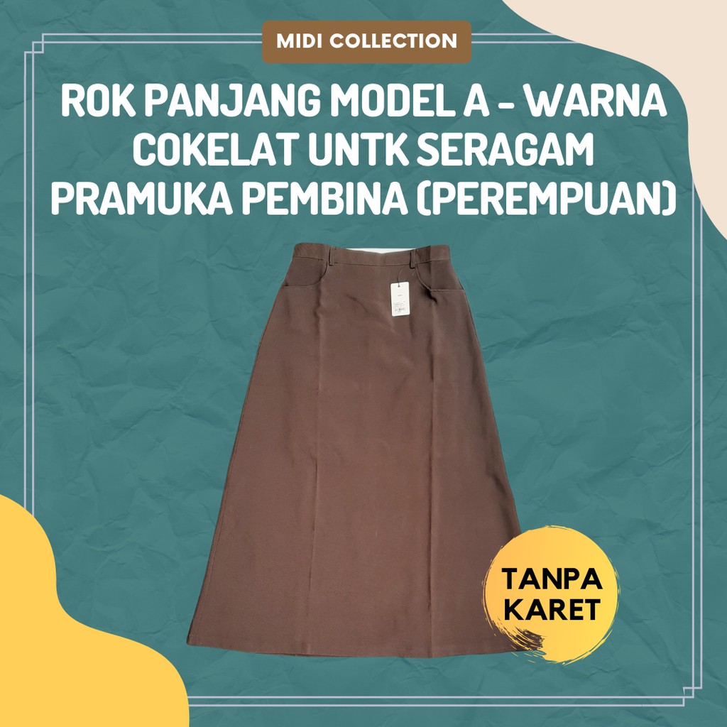 Rok Panjang Model A - Warna COKELAT untuk Seragam Pramuka Pembina (Guru)/Penegak, Bahan KATRINA