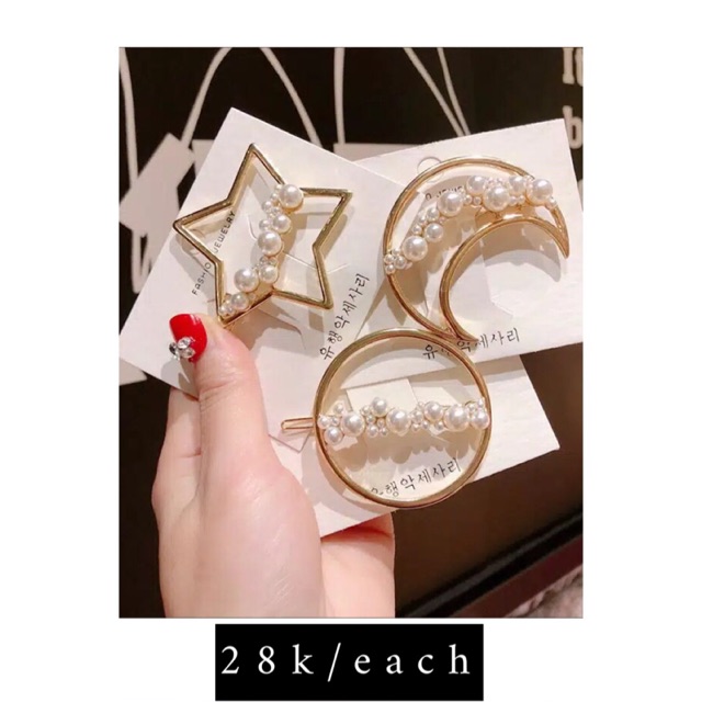 Accesories korea, jepit lucu, jepit rambut, jepit hijab anting lucu, anting bulan, anting bintang