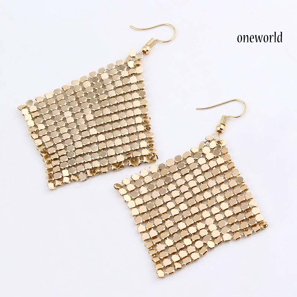 OW@ Fashion Women Sequins Mesh Dangle Drop Hook Earrings Club Evening Party Jewelry