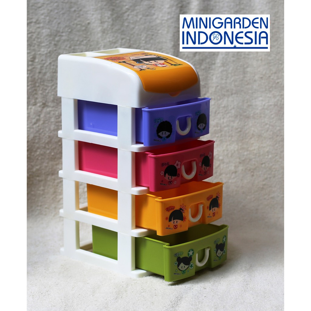 mini container susun 4+1 laci  11  x 14 x 25 cm lemari  tempat kosmetik / mainan anak MGI KADO 043