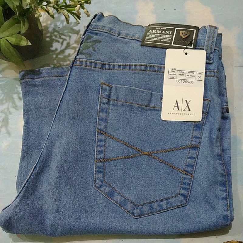Celana pendek jeans pria Stretch Armani exchange
