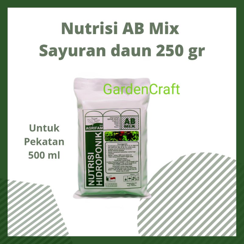 Nutrisi Hidroponik AB mix Sayuran Daun 250gr