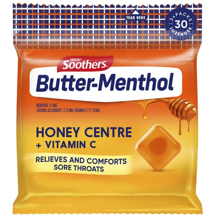 Soothers butter menthol Honey isi 10/Permen Pelega tenggorokan/Honey Butter Menthol Soothers