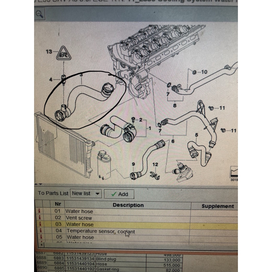 SELANG RADIATOR BAWAH BMW X5 E53