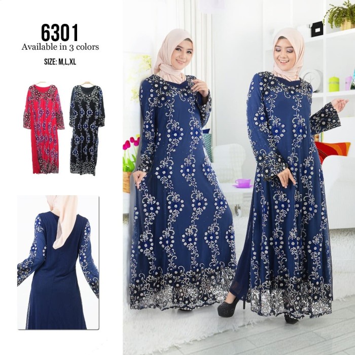 PREMIUM GAMIS MOTEK / GAMIS INDIA / GAUN PESTA / MUSLIM FASHION - HITAM, M
