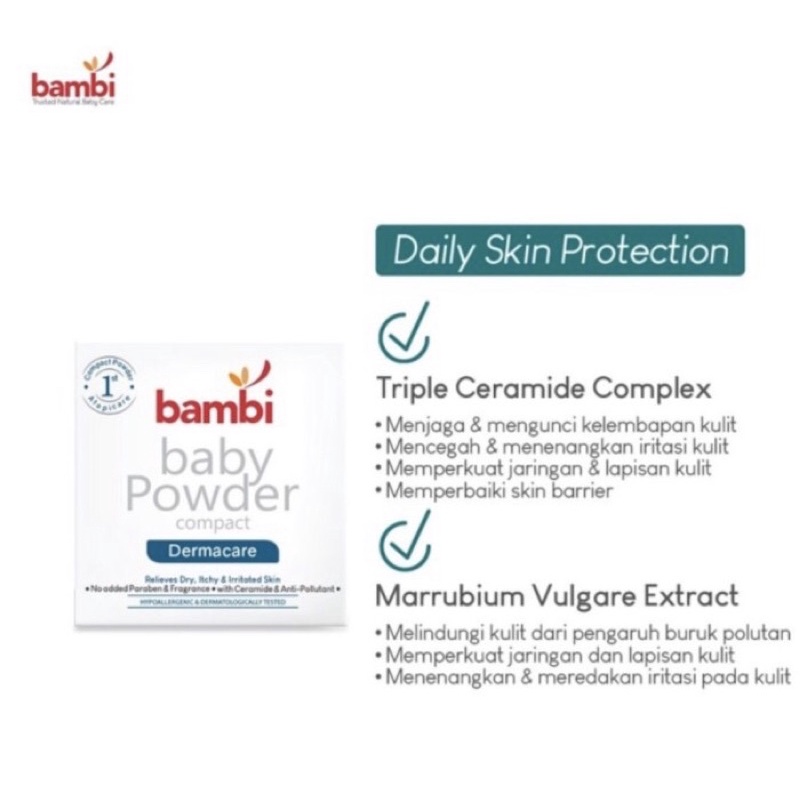 Bambi Baby Compact Powder Dermacare 40gr | Bedak Bayi