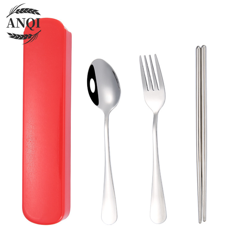 ANQI 1888  3Pcs Set Alat Makan Sendok Garpu Sumpit /Stainless Steel Spoon Fork Chopsticks