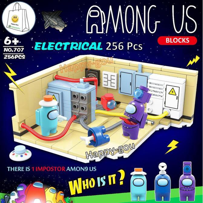 Mainan Among Us Figure Electric Nano Block Montessori Diy Puzzle Lego