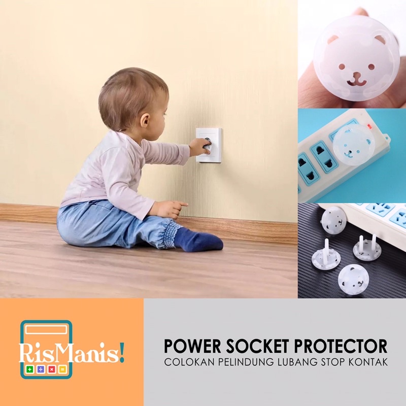 POWER SOCKET PROTECTOR Colokan Plastik Beruang Pelindung Pengaman Lubang Listrik Stop Kontak Saklar